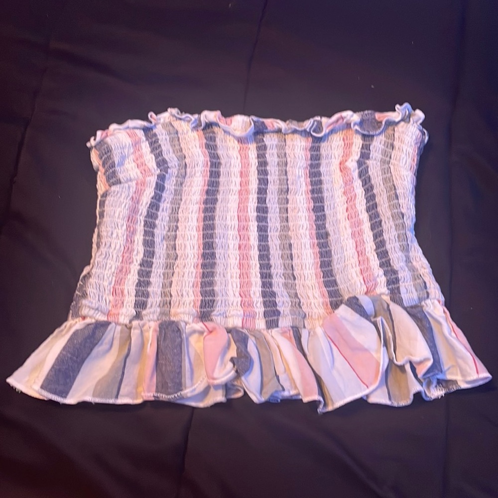 Multi Colored Cropped Ribbed Tube Top - Picture 1 of 2